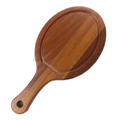 China New viable hot selling solid wood handmade shabili oval with handle pizza plate bread used for hotel buffet parties for sale