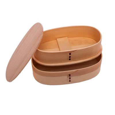 China Viable Wooden Food Container Bento Box Wooden Lunch Box with Lid for sale