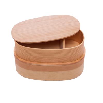 China Viable Cheap Wooden Food Container Bento Box With Internal Divider Wooden Lunch Box for sale