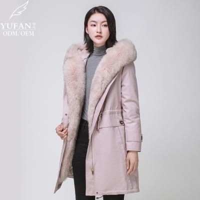 China Yufan High Quality Breathable Custom Made Casual Cute Winter Ladies Down Parka Mid Length Fashion Down Parka Jacket for sale