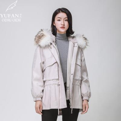 China 2023 YuFan OEM ODM winter breathable high end custom made ladies fashion regular youth down parka down jacket for sale