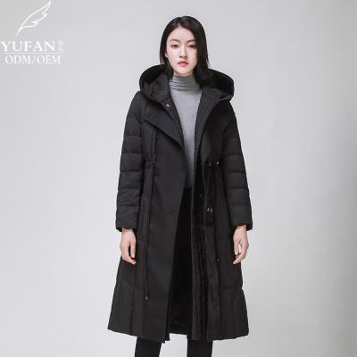 China Winter 2023 ODM OEM breathable custom YuFan new slim down jacket ladies 90 hooded down coat quilted down jacket coat commuter coat for sale