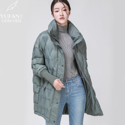 China 2023 YuFan Breathable Custom OEM ODM New Winter Bubble Down Jacket Ladies Stand Up Collar 90 Down Coat Windproof Cuffs Down Jacket Coat for sale