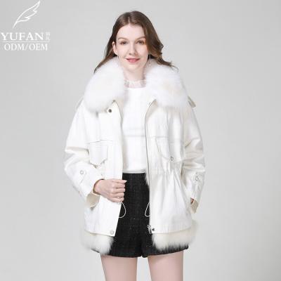 China Yufan Breathable Hoodie Splicing Down Coat Girls Winter White Duck Down Warm Loose Top Jacket Female Fashion Down Coats for sale