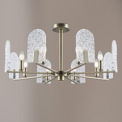 China Modern Pendant Light American Style Clear Chandelier Glass Shades Brushed Antique Brass Modern Chandelier for sale