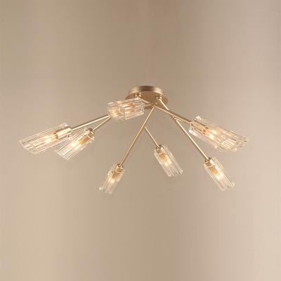 China Decorative Crystal Glass Shades Residential Champagne Color Ceiling Hanging Lamp for Bedroom for sale