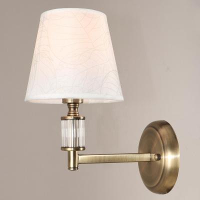 China Modern American White Fabric Shades Antique Metal Home Hotel Bedroom Wall Lamp Brass Finish Light for sale