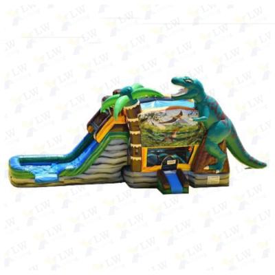 China Indoor Jurassic Inflatable Combo House Bounce House Inflatable Dinosaur Bouncer With Water Slide for sale