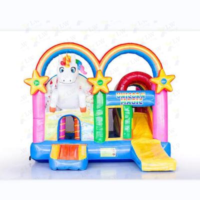 China Pink Indoor Multi Inflatable Unicorn Play Games Inflatable Bouncer Slide, 5-1 Unicorn Inflatable Bouncer House Rental for sale