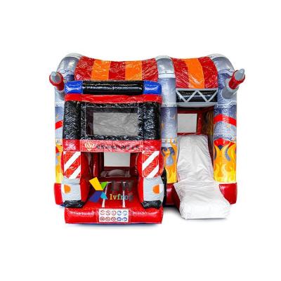 China Indoor Inflatable Games Fire Truck Inflatable Bouncers Jumping Castles Slide Inflatable Bouncer Slide For Sale for sale