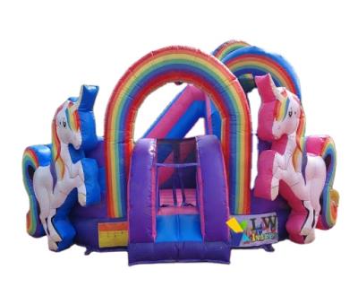 China Rainbow Unicorn Bouncer House Inflatable Bouncy Sparkle Castle Indoor Inflatable Games New Design For Sale for sale