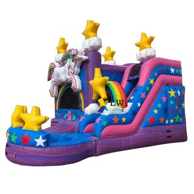 China New Design Indoor Inflatable Unicorn Kids Outdoor Inflatable Games Kids Bounce Playhouse Jumping Castle With Water Pool Inflatable Castle for sale