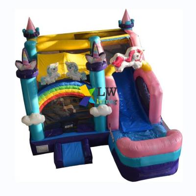 China Unicorn Indoor Inflatable Combo Jump Games Water Slide Jumper Inflatable Jumper Bouncer For Kids for sale