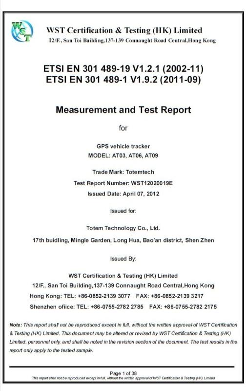 CE - ShenZhen Totem Technology Co.,Ltd.