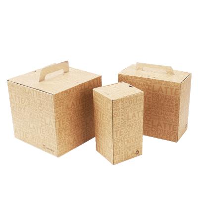 China Recycled Materials Customized Outstanding Logo Printed Kraft Paper Gift Box Coffee Gable Boxes With Handle for sale