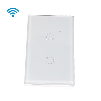 China Glass + PC Brazil Wifi Lamp Switch 2 Strip Tuya Smart Wifi Glass Wall Power Touch Smart Switches for sale