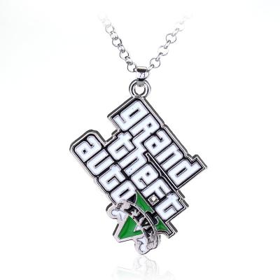 China New Hiphop Game Gtav V 2022 5 Necklaces Alloy Pending Necklacee Gift For Fans Rock Star Necklace Movie Jewelry for sale