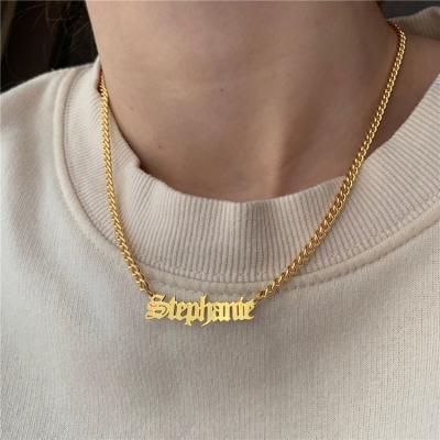 China Fashion 3mm Stainless Steel Name Necklace Chain Custom Pendant Customized Nameplate Necklaces for sale