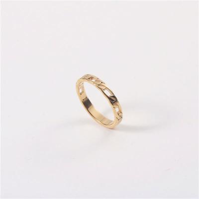 China 18K Gold Plated Lead Free Nickel Free Stainless Steel Figaro Link Rings For Women for sale