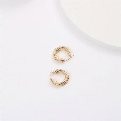 China Lead Free Nickel Free PVD 18K Gold Plated Twisted Circle Earring Bestseller 2021 Gold Jewelry Tarnish Free Stainless Steel Earrings Trendy UNDETERMINED for sale