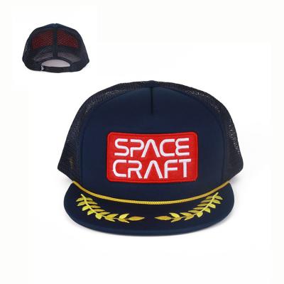 China Embroidered Logo Fashion Trucker Mesh Cap For Men / Guys 5 Panel for sale