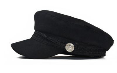 Chine Chapeau militaire d'armée de surface plane de noir de chapeau de cadet brodé par logo imperméable à vendre