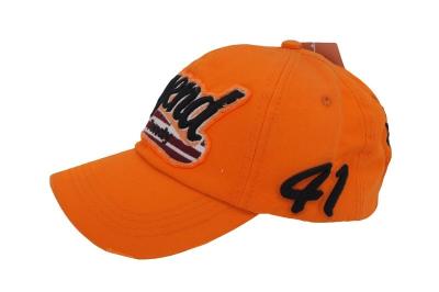 China Orange Applique Printed Baseball Caps With Logo 100% Cotton Material for sale