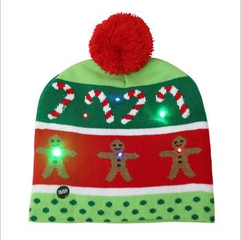 China Mädchen-strickten fördernde Produkt-Kappen/das Beanie-Weihnachtshut-LED beleuchtete Blitzen zu verkaufen