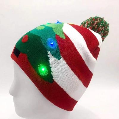 China 6- Panel Promotional Products Caps  ,  Mix Design Knitted Flashing LED Christmas Hat for sale