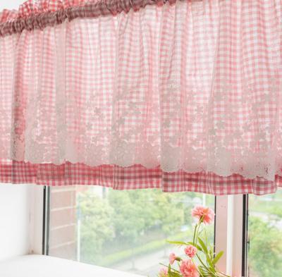 China Modern Korean Cafe Cabinet Half Cupboard Short Drapes Lace Up Gauze Lattice Kitchen Curtain for sale