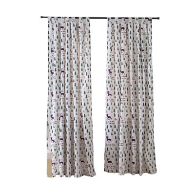 China Hotel Living Room Blackout Modern Design Simple And Cute Printing Cotton And Canvas Blackout Acoustic Curtains for sale