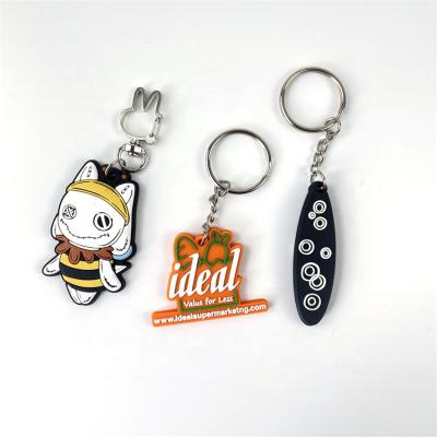 China Promotion or Business Gift Custom Lovely Colorful Cute 3D Bee Colorful Cartoon Logo Silicone PVC Rubber Key Chain for sale