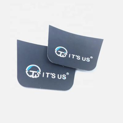 China Durable Custom Leather Silk Screen Printing Black Logo PU Patches Labels For Bag And Jeans for sale