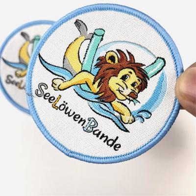 China Custom Animal Name Logo Woven Textiles Sustainable Kids Accessory Cartoon Badges for sale