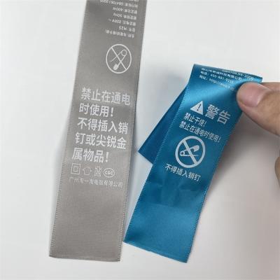 China Factory Price Custom Printed Garment One Color Printing Washable Satin Cotton Label Clothing Labels Labels for sale