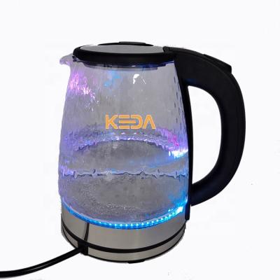 China Factory Wholesale Price New Design 360 Degree Low Rotation LED Light Glass Electric Kettle With Multi Colors for sale