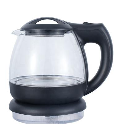 China 360 degree low rotation wholesale price 1.3L small portable cordless glass electric kettle for boilling water for sale