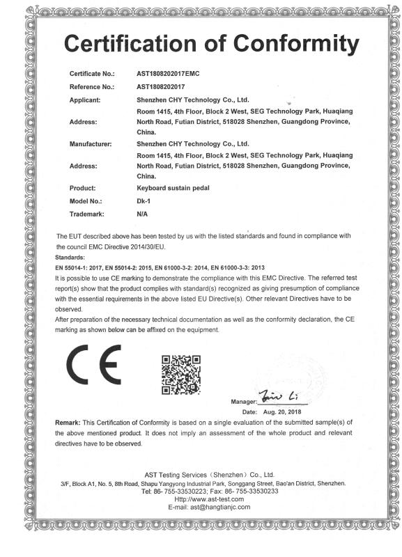 CE - Shenzhen CHY Technology Co., Ltd.