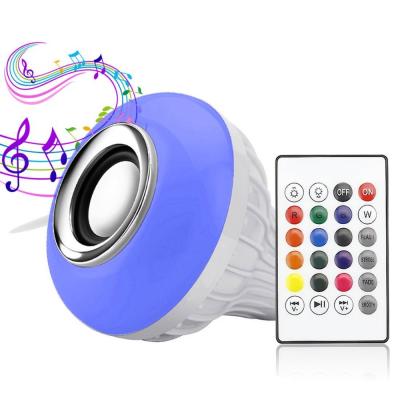 China Wireless LED Light Bulb Plastic Speaker, Smart Remote Control RGB Music Light Bulb E27 12W LED Light Bulb Speaker for sale