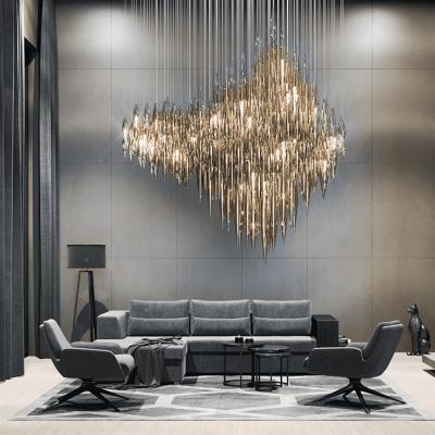 China Modern Modern Style Hotel Lobby Villa Decoration Crystal Pendant Light Custom LED Glass Chandelier for sale