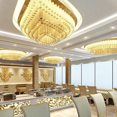 China Modern Professional Design Custom Porject Indoor Decoration Banquet Hall Lobby Luxury Golden LED Chandelier for sale