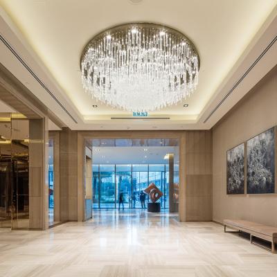 China Modern Indoor Decoration Hotel Lobby Hall Custom Glass Crystal Luxury LED Round Ceiling Chandelier Light for sale