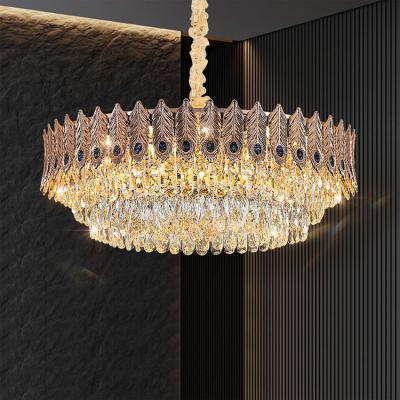 China Modern New Product Indoor Decoration Living Room Dining Room Gold Led Crystal Luxury Chandelier Light for sale