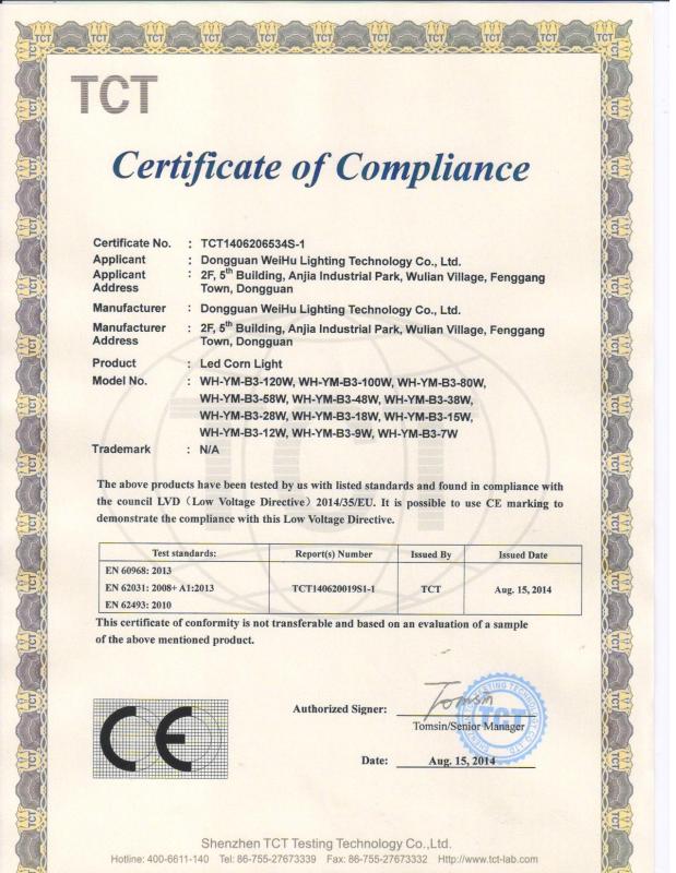 CE-LVD - Dongguan WeiHu Lighting Technology Co.,Ltd