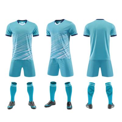 China Shirts & 2022 Custom Blue World Cup Football Uniform Absorption Soccer Jersey Breathable Sweat Quick Dry Mens Shirt And Shorts Tops for sale