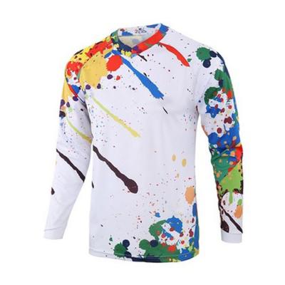 China Men's White Graffiti Mountain Bike Long Sleeve Tank Top Breathable Sloped Polyester Spandex Sleeves Shorts for sale