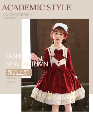 China Children Lolita Girls Christmas Dress Skirt Plush Dress Little Girl Princess Dress Anti-static Winter Autumn Winter Dress for sale