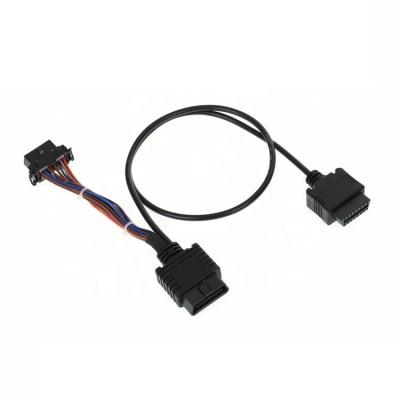 China 90 Degree Automotive J1939 OBD II Male Molded Wire Harness For Truck for sale