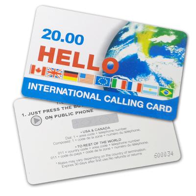 China Hot Sale PVC Custom Artwork Printing Prepaid Scratch Calling Card Wholesale for sale