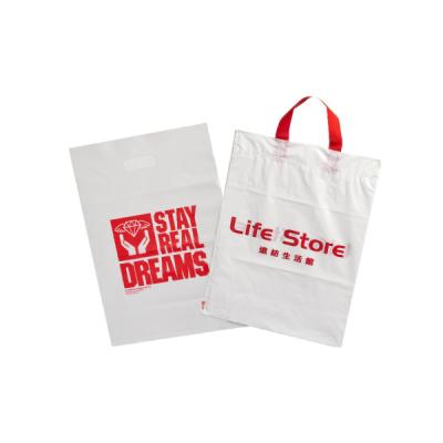 China Safety Customized Multiple Colors Shop Die Cut Plastic Bag With Logo for sale